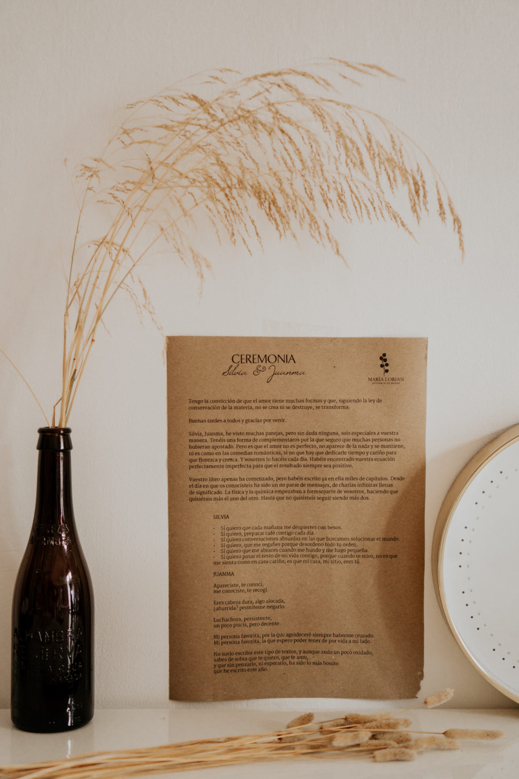 guion impreso María Lorian Oficiante